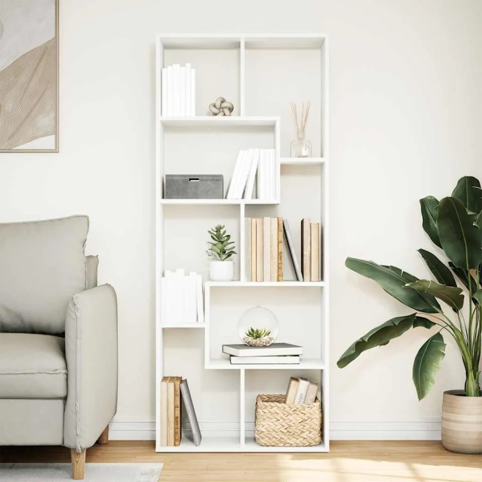 vidaXL Kamerscherm / boekenkast 67x25x161,5 cm bewerkt hout wit, foto 2