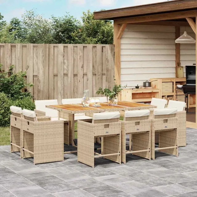 vidaXL 11-delige Tuinset met kussens poly rattan beige, foto 2