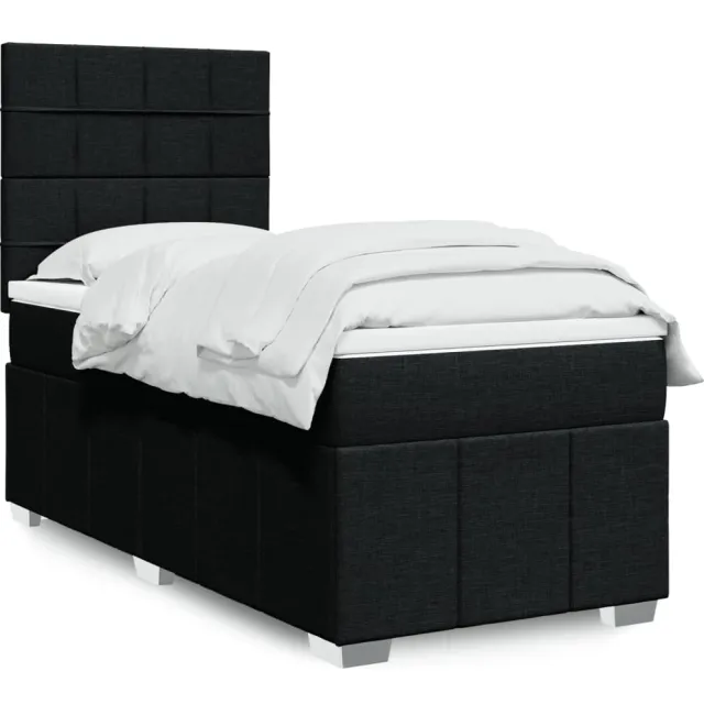 vidaXL Boxspring met matras stof zwart 90x200 cm