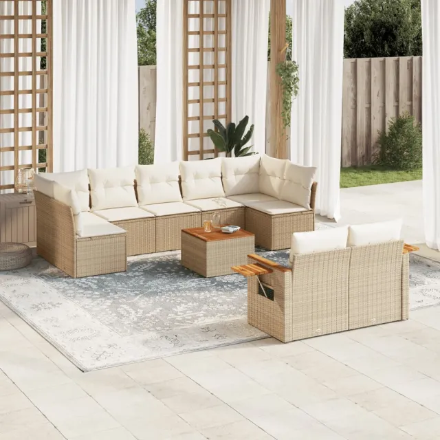 vidaXL Patio Sofa Set 9-zits Beige and Cream, foto 2
