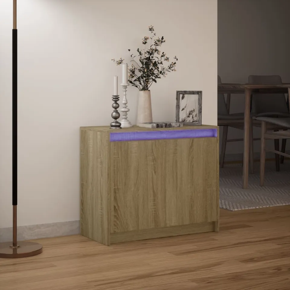 vidaXL Dressoir met LED 72x34x61 cm bewerkt hout sonoma eikenkleurig, foto 4