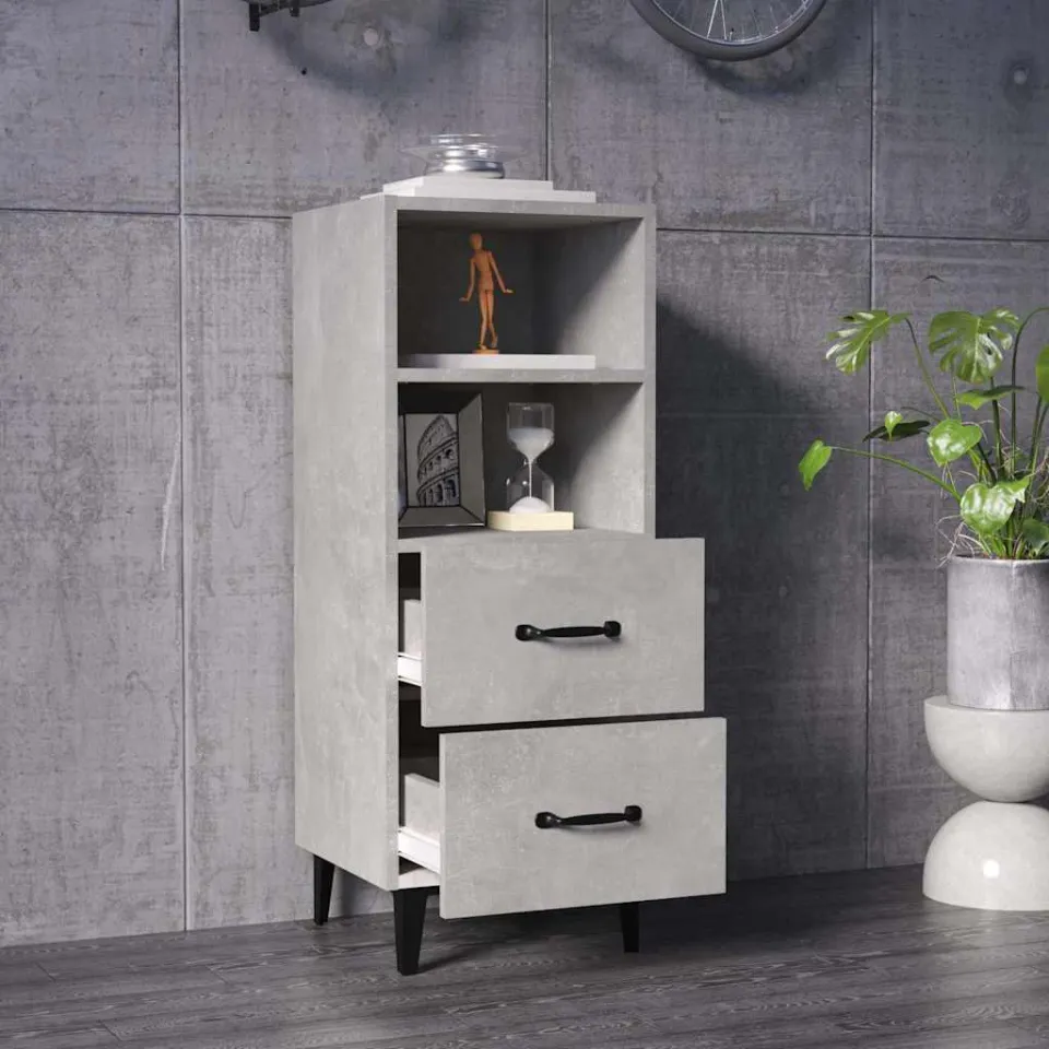vidaXL Dressoir 34,5x34x90 cm bewerkt hout betongrijs grijs, foto 3