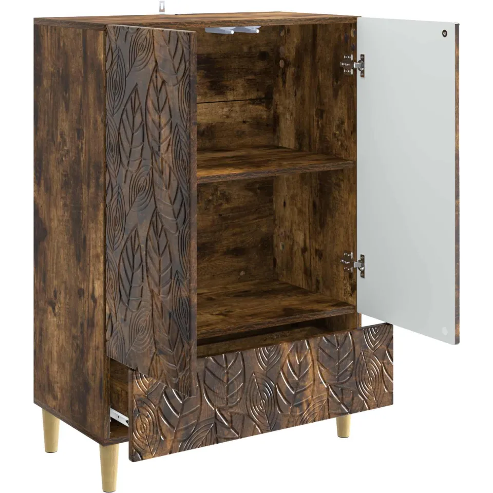 vidaXL Dressoir Gerookt eiken 66 x 34,5 x 95 cm Bewerkt hout, foto 4