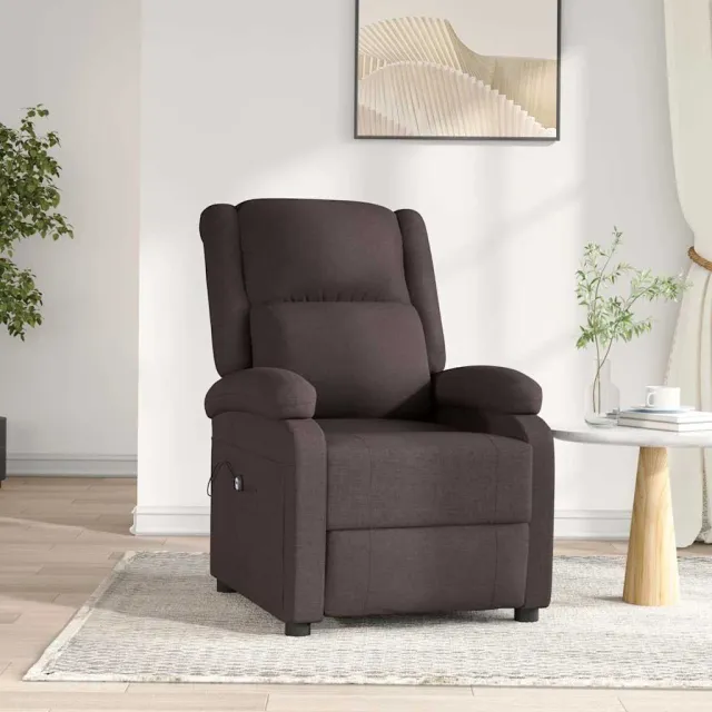 vidaXL Fauteuil verstelbaar elektrisch stof donkerbruin bruin