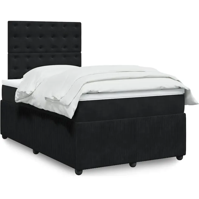 vidaXL Boxspring met matras fluweel zwart 120x190 cm