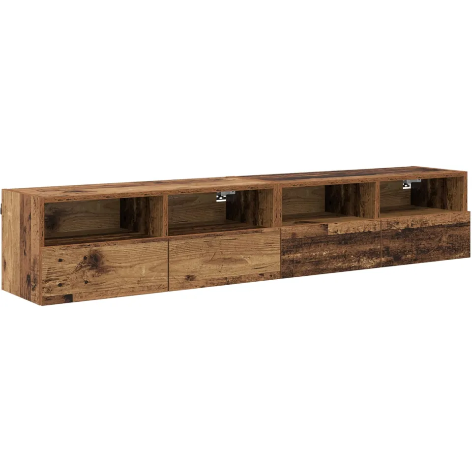 vidaXL TV Wandkasten 2 st Oud Hout Bewerkt hout bruin, foto 3