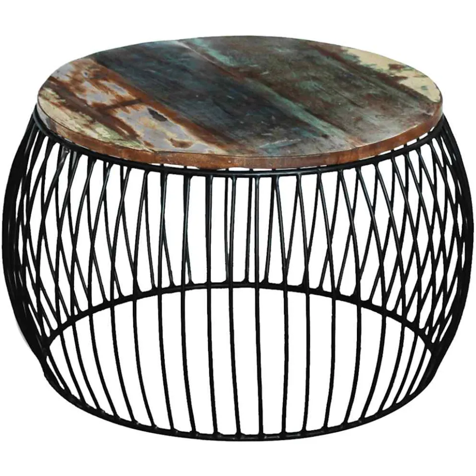 vidaXL Salontafel rond 68x37 cm massief gerecycled hout bruin, foto 3