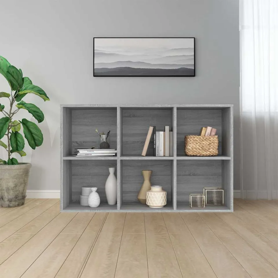 vidaXL Boekenkast/dressoir 66x30x98 cm bewerkt hout grijs sonoma eiken, foto 3