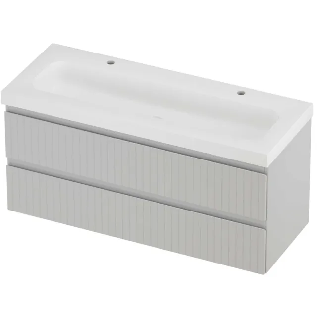 Proline Haga Badmeubelset Polystone Mezza 2 Kraangaten Enkel 120x46x58 cm Mat White Glans Wit