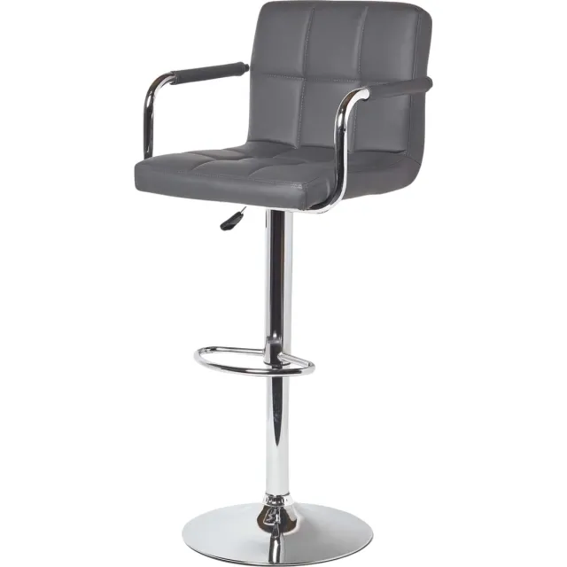 Homescapes Barkruk Bramley - in hoogte verstelbare barkruk draaibaar met rugleuning - 62-82cm - grijs