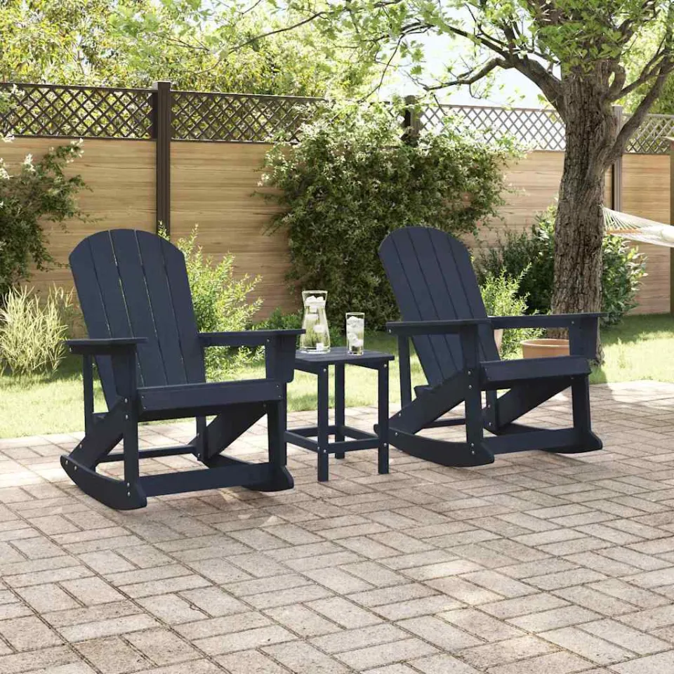 vidaXL Tuin loungeset 3 st Marineblauw HDPE, foto 3