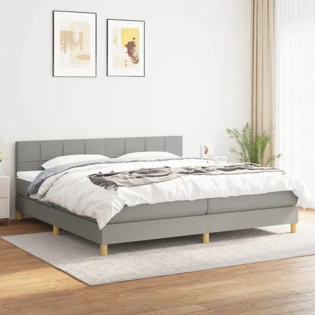 vidaXL Boxspring met matras stof lichtgrijs 200x200 cm grijs