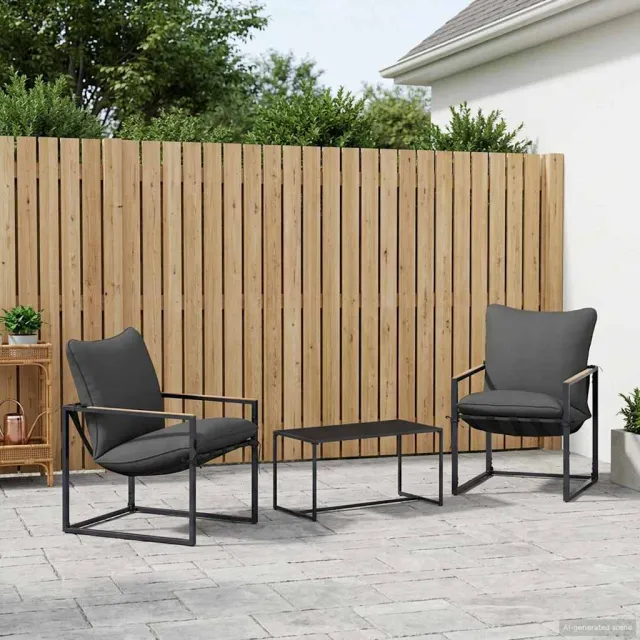 vidaXL Tuinbankenset 3 st Zwart en Anthraciet Staal