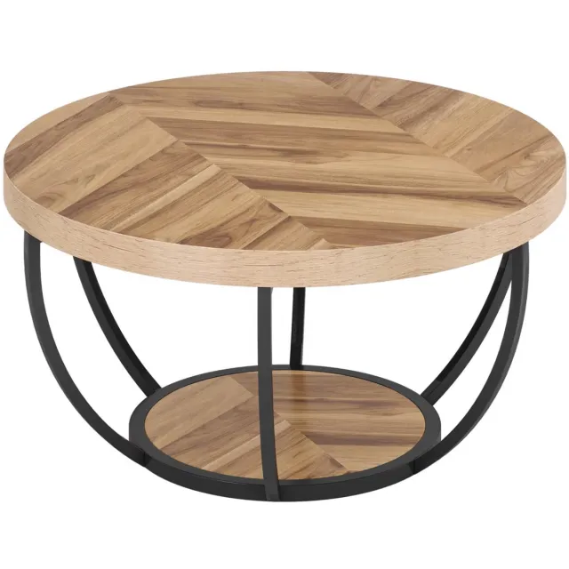 Happiq Salontafel Nolance - Rond - Modern - Voor woonkamer - Bijzettafel - 95cm - Bruin