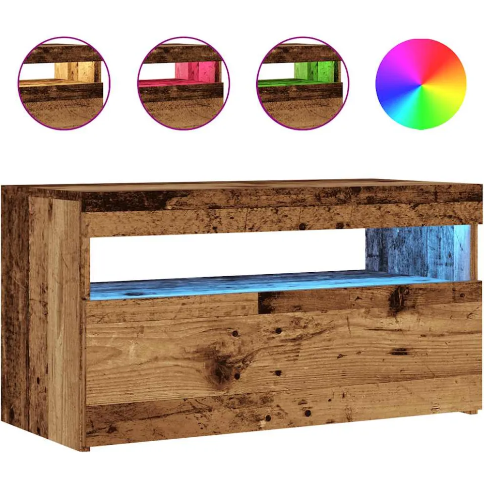vidaXL Tv-meubel met LED 75x35x40 cm bewerkt hout oud hout bruin, foto 3