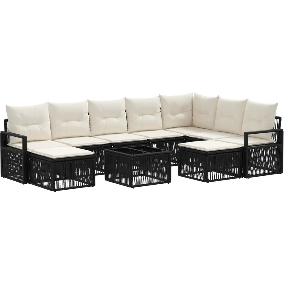 vidaXL Tuinbankenset 10 st Zwart poly rattan
