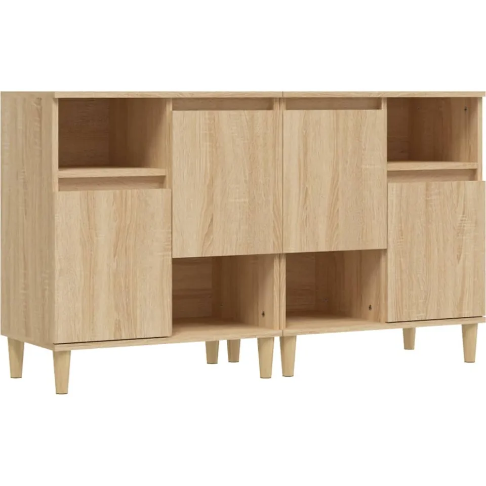 vidaXL Dressoirs 2 st 60x35x70 cm bewerkt hout sonoma eikenkleurig Bruin