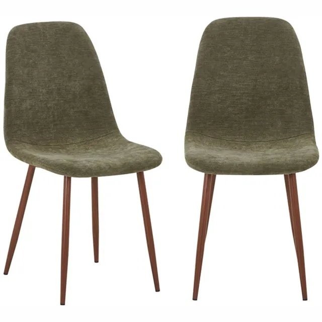 sweeek Set van 2 stoelen met walnootkleurig houtdecor en stof - vera Kaki