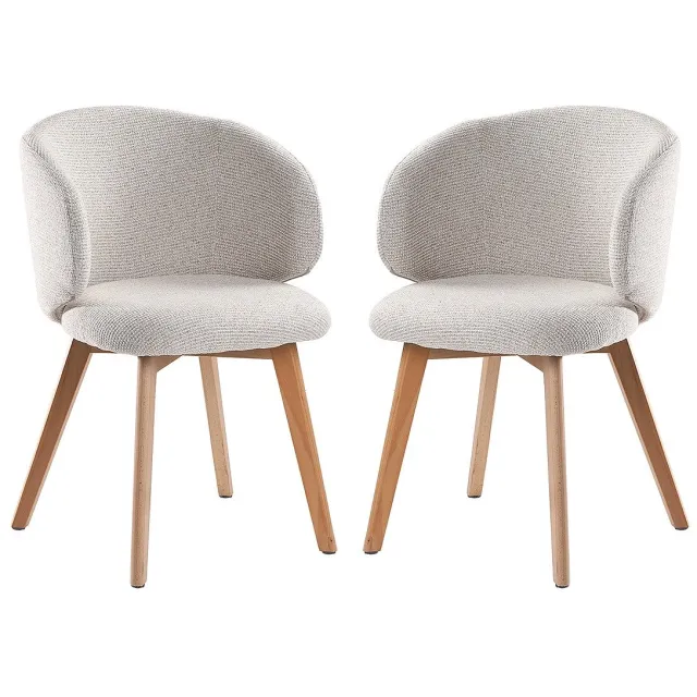 CaliCosy Stoelen set van 2, stof en massief houten poten H79 cm - SOLÈNE beige