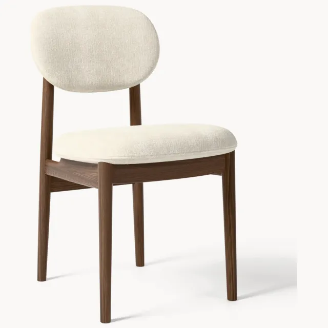 Westwing Collection Gestoffeerde stoel Ash van essenhout 4 Wit