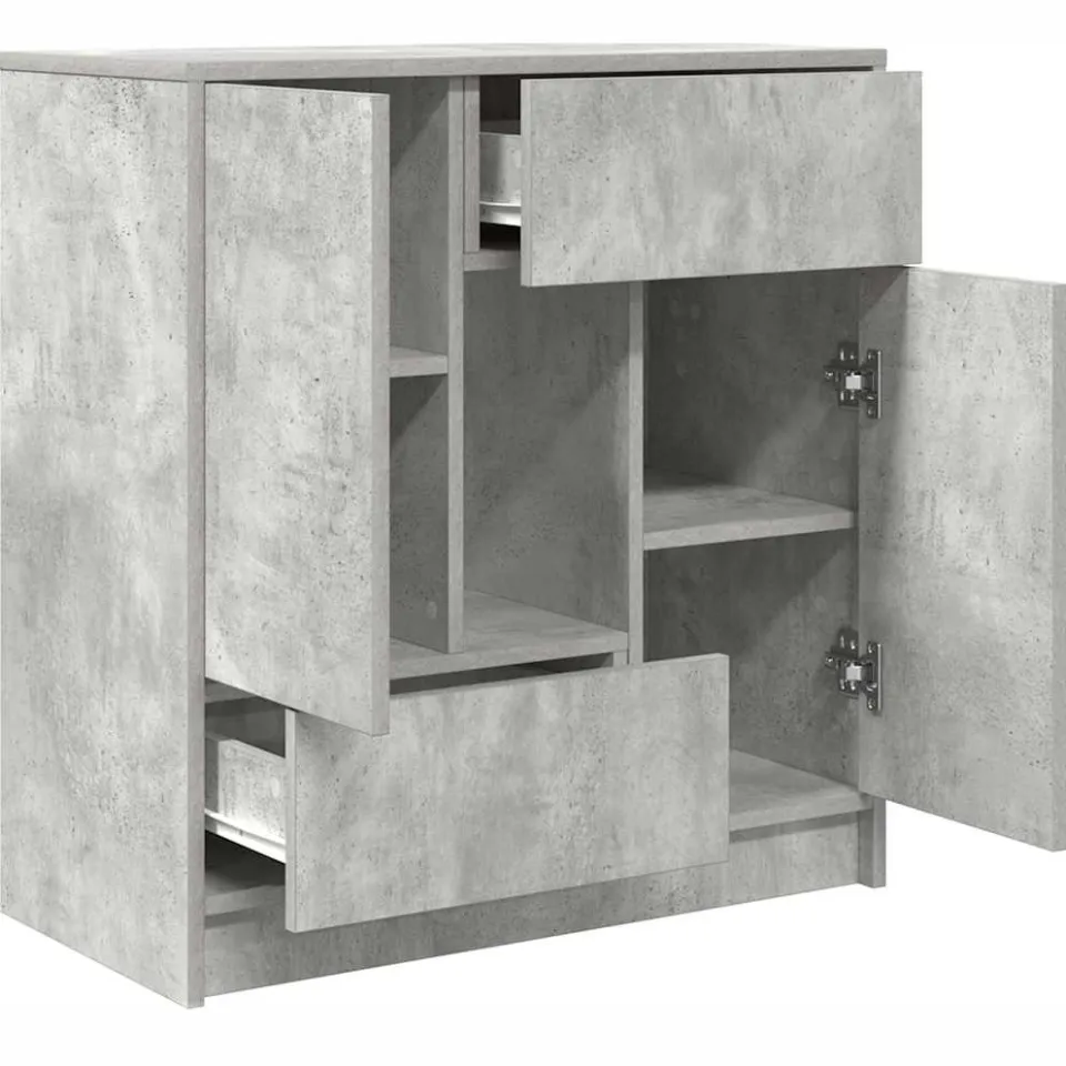 vidaXL Dressoir met lades en deuren 70,5x34x74,5 cm betongrijs grijs, foto 4