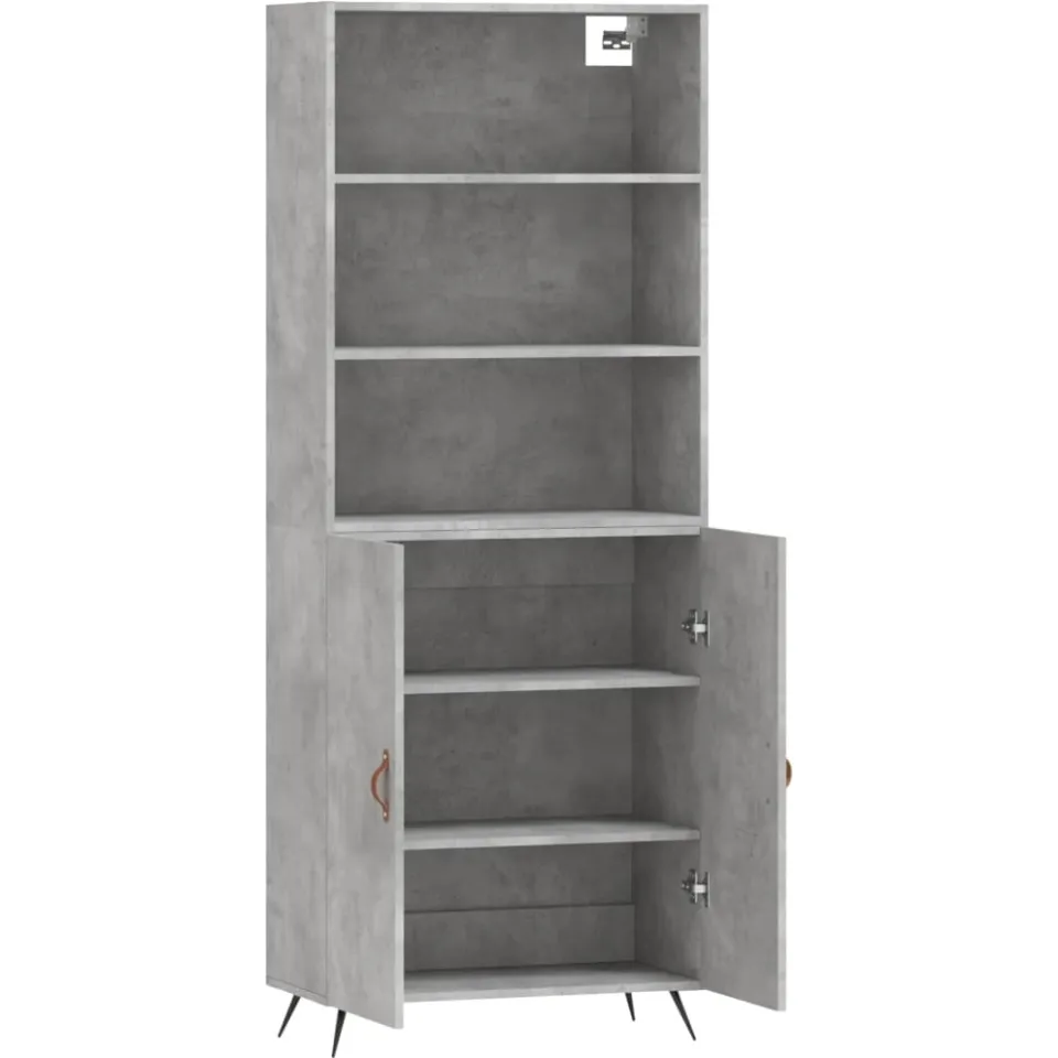 vidaXL Hoge kast 69,5x34x180 cm bewerkt hout betongrijs grijs, foto 4