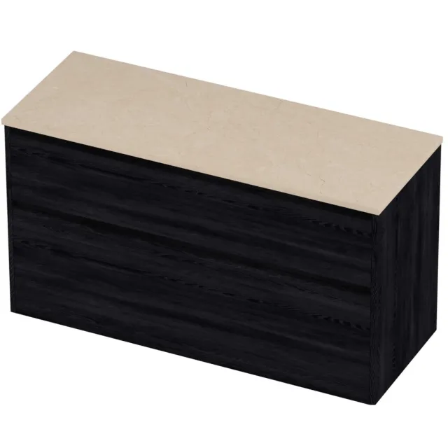 Proline Deck Badmeubelset Hardsteen Greeploos 2 Laden 120x46x67 cm Sand Stone Black Oak Eiken