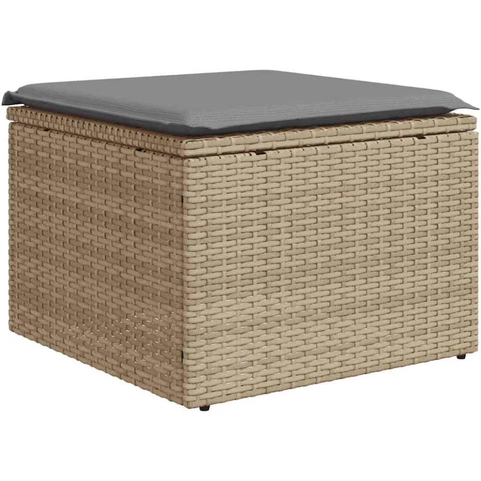 vidaXL 7-delige Loungeset met kussens poly rattan beige, foto 3