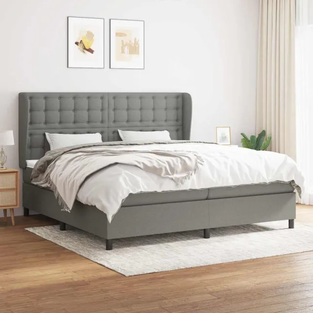 vidaXL Boxspring met matras stof donkergrijs 200x200 cm grijs