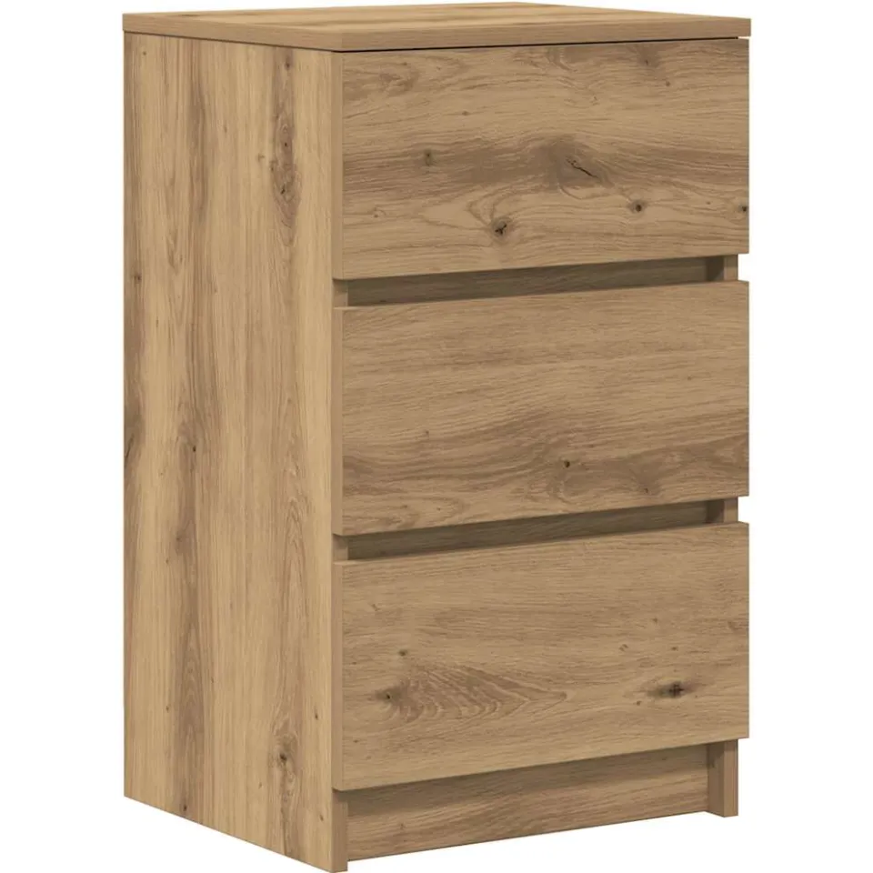 vidaXL Nachtkastje met 3 lades 39x35x65 cm artisan eikenkleurig Bruin