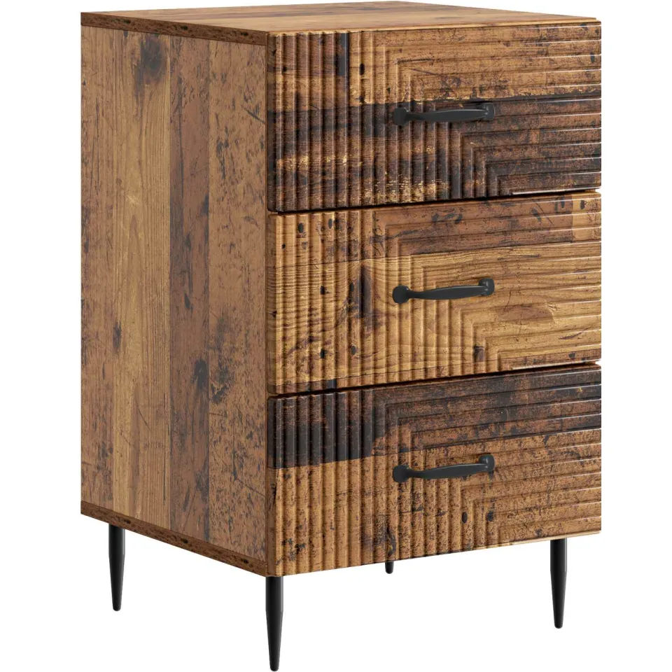 vidaXL Nachtkastje Oud hout 43 x 41 x 66,5 cm Bewerkt hout bruin, foto 3