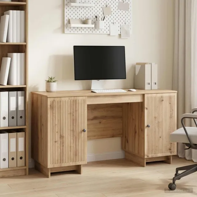 vidaXL Bureau Artisanaal eiken Bewerkt hout 142,5 x 50 x 75 cm, foto 2