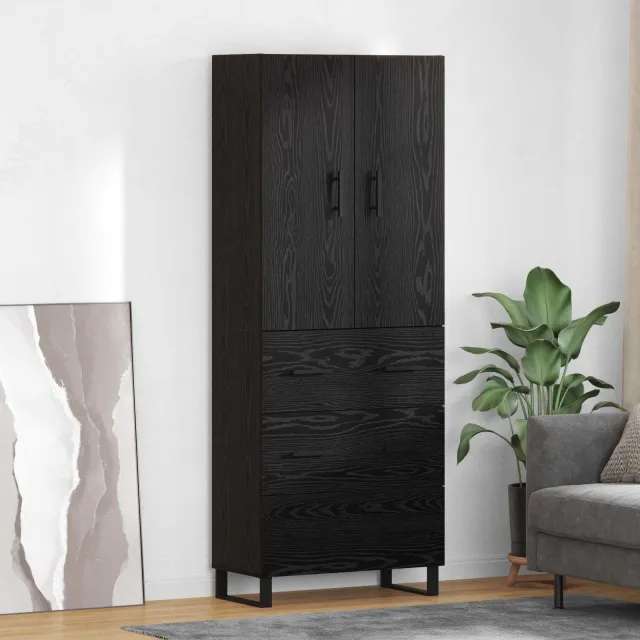 vidaXL Hoge kast 2 st Zwart Eiken 69,5 x 34 x 180 cm, foto 2
