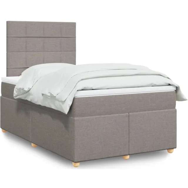 vidaXL Boxspring met matras stof taupe 120x200 cm