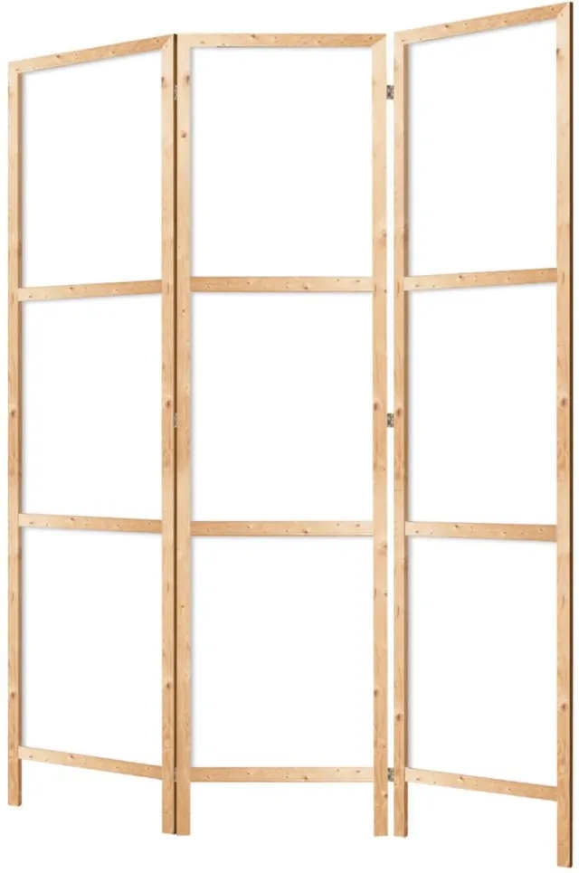 Famanu Enkelzijdige paravent roomdivider met 3 panelen, Japanse kamerverdeler voor binnen, scheidingswand en vouwscherm, zonder motief, afmetingen 135x172 cm Zwart