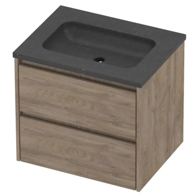 Proline Rollo Badmeubelset Hardsteen Elegant 60x46x54 cm Blue Stone Raw Oak Eiken