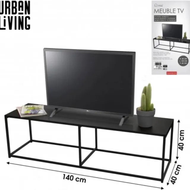 Urban Living MADISON - TV-meubel van zwart metaal - 140 x 40 x 40 cm