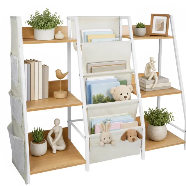 PIPIPOXER Boekenkast Kind - Kinderboekenkast - 97 × 30 × 76 cm - Boekenrek Kind Staand - Houtkleur