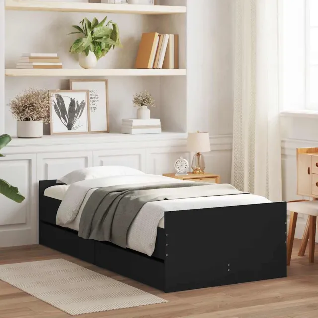 vidaXL Bedframe met lades zwart 90x190 cm
