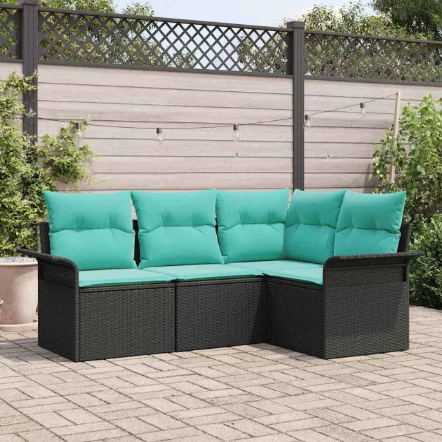 vidaXL Tuin Sofa Set 4 st Zwart poly rattan, foto 2