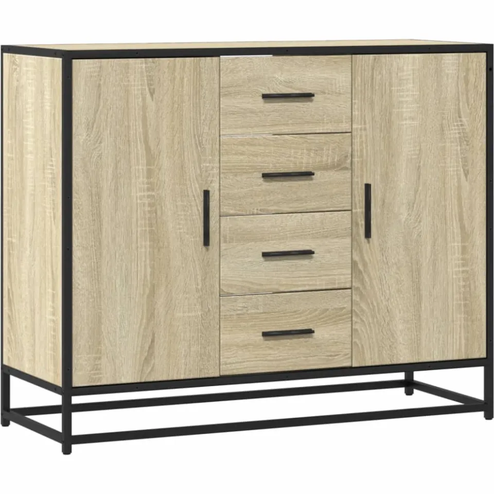 vidaXL Dressoir 92x35x76 cm bewerkt hout sonoma eikenkleurig, foto 3