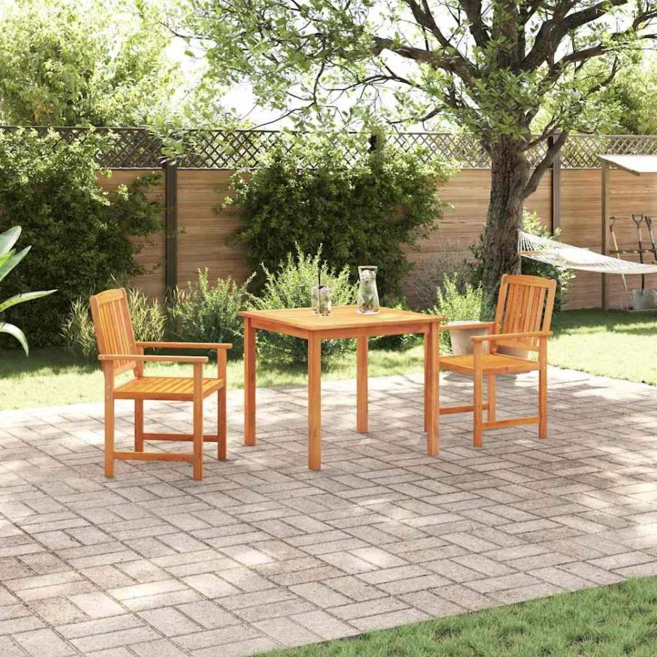 vidaXL Tuin eettafelset 3 st Bruin Massief Acaciahout, foto 3