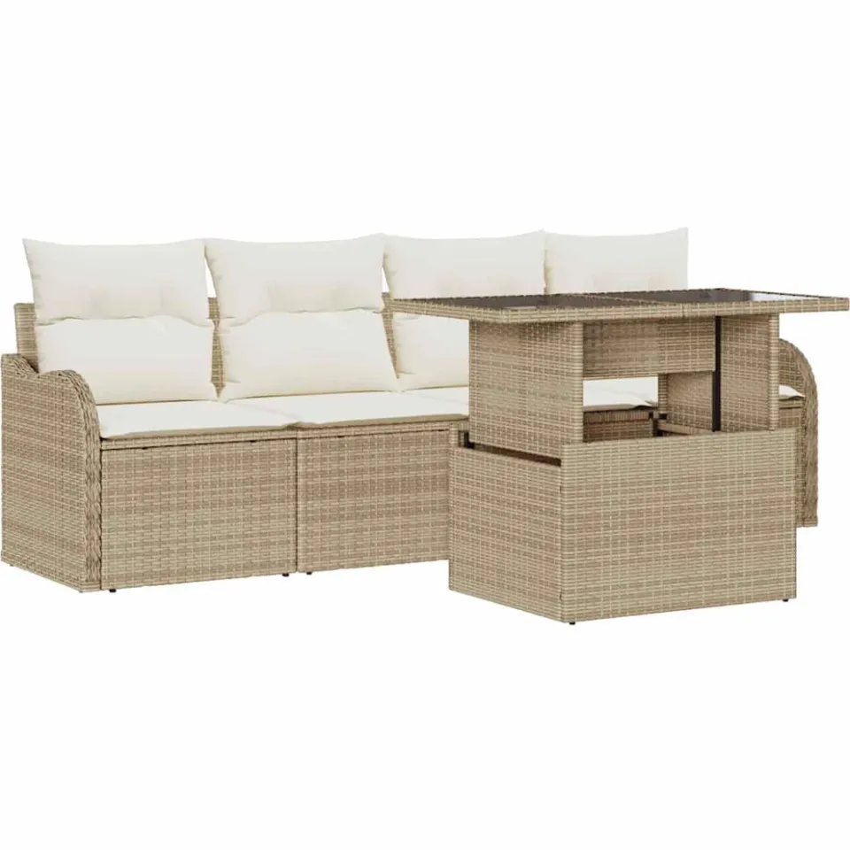 vidaXL Tuin Sofa Set 5 st Beige Poly riet