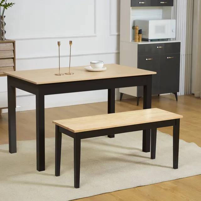 OKWISH Eetbank 102 x 36 x 45 cm - 2-Zits Zitbank Met Antislip Voetpads - Voor Keuken, Eetkamer Of Hal - Hout - Naturel Natural