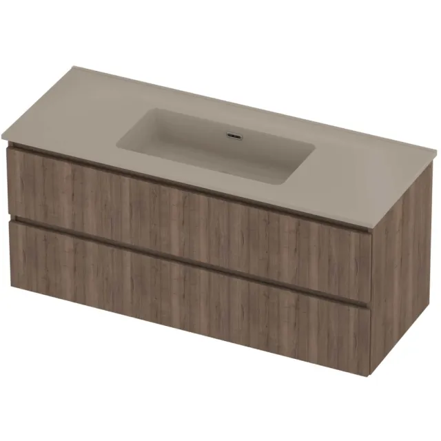 Proline Tribute Badmeubelset Porselein Elegant Enkel 120x46x54 cm Mat Crème Cotton Terra Oak Eiken