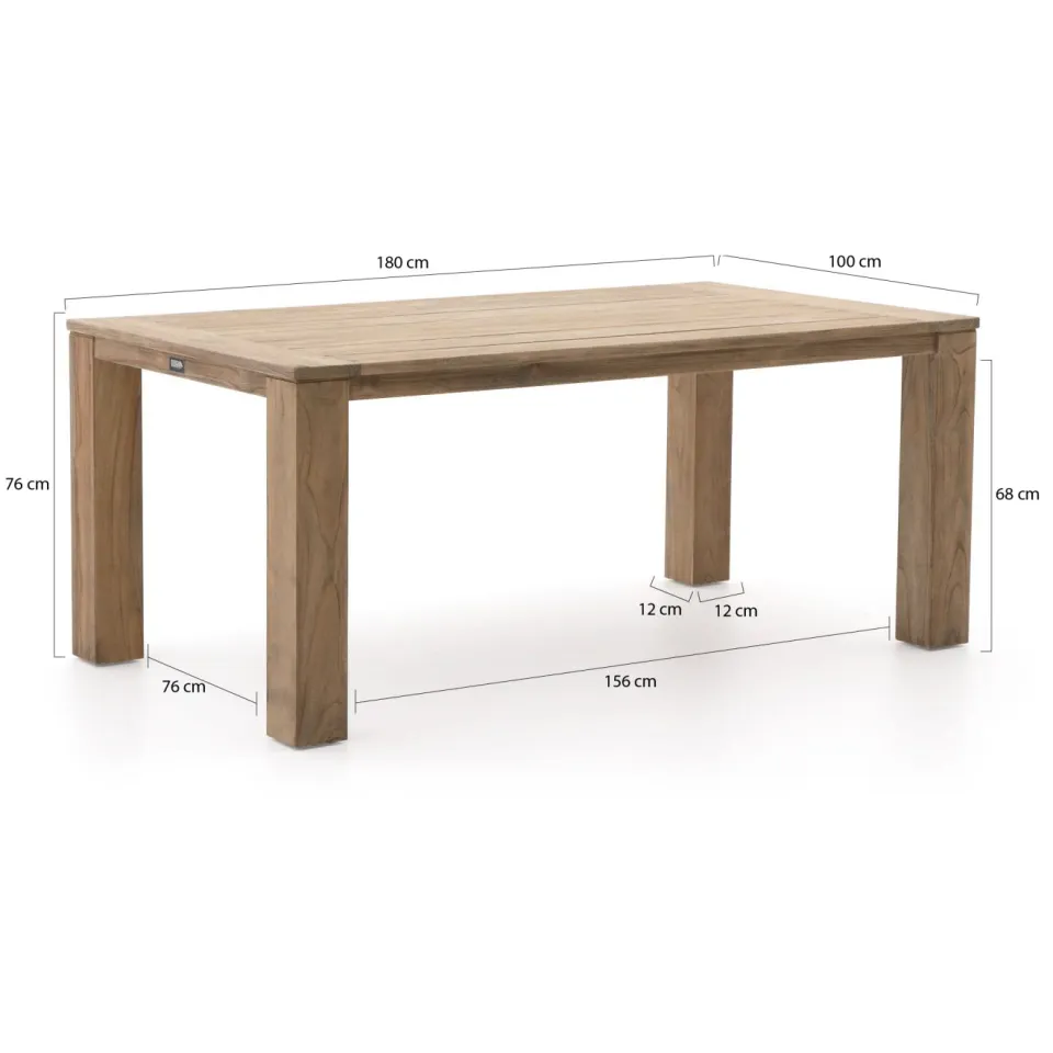 ROUGH Furniture ROUGH-S/ROUGH-X 180cm dining tuinset 5-delig stapelbaar bruin, foto 4