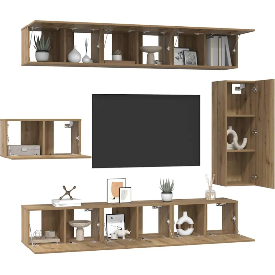 vidaXL Tv-meubelset 8 st 30,5 x 30 x 90 cm Artisan Eiken Bruin