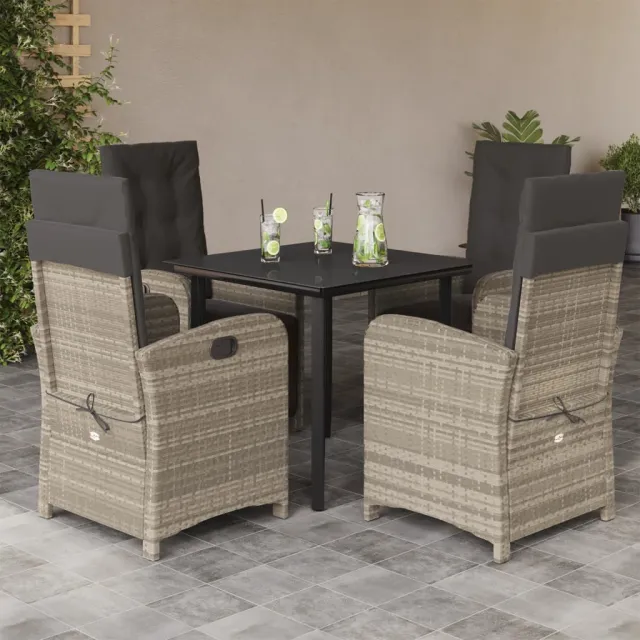 vidaXL 5-delige Tuinset met kussens poly rattan lichtgrijs grijs, foto 2