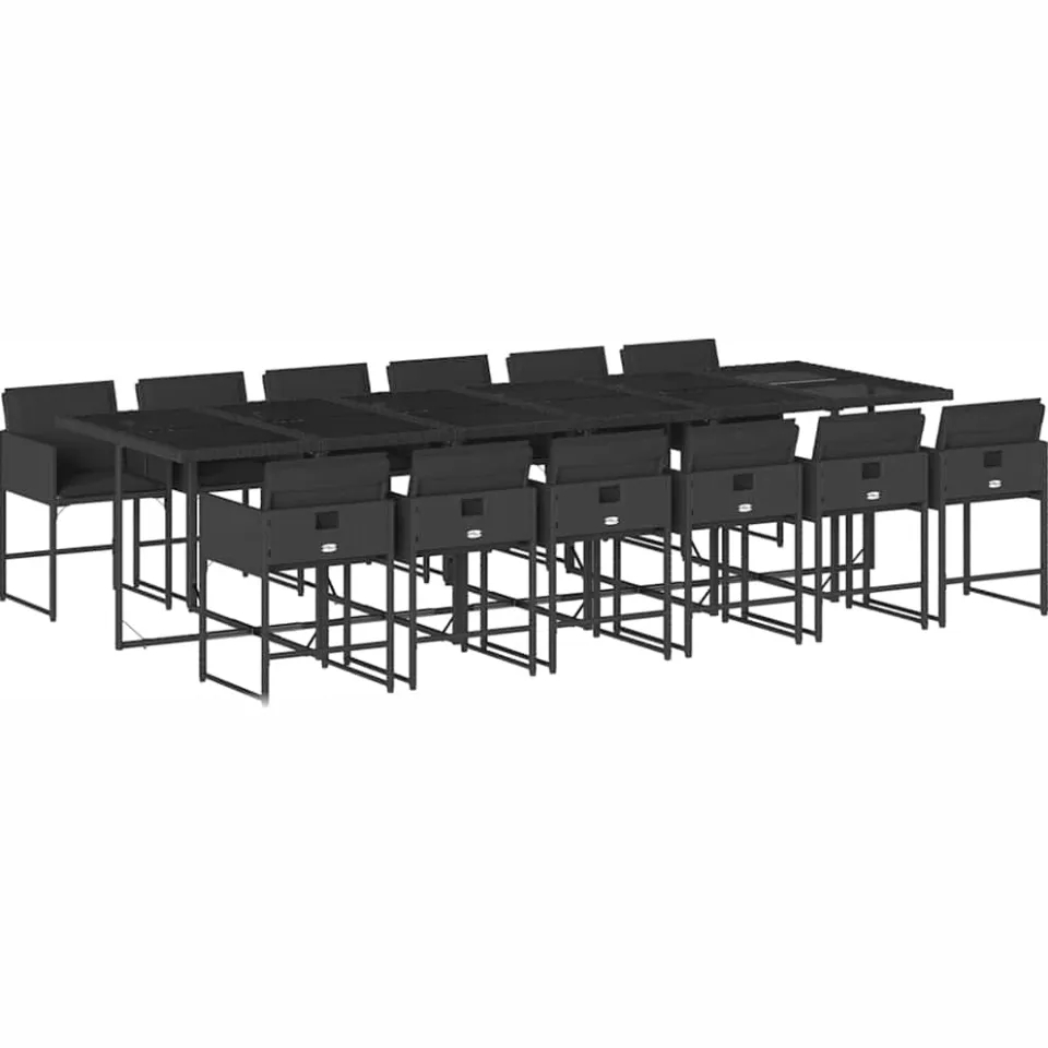 vidaXL 13-delige Tuinset met kussens poly rattan zwart, foto 3