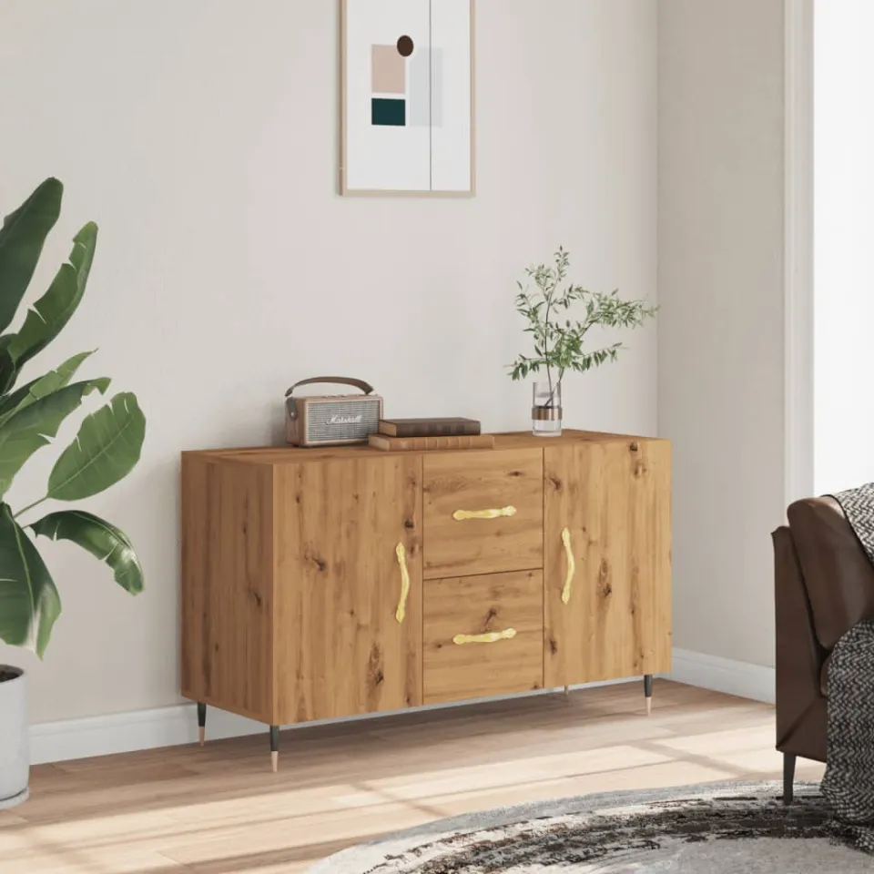 vidaXL Dressoir 100x36x60 cm bewerkt hout artisanaal eikenkleurig, foto 2